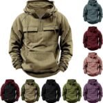 Tactical Hoodies for Men Military Quarter Zip Cargo Sweatshirts Athletic Hoodie Workout Hooded Pullover With Pockets